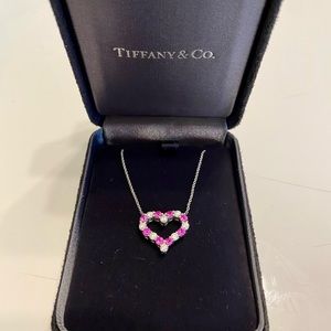 Heart pendant-diamonds and pink sapphires